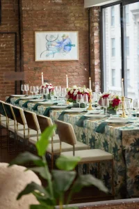 A warm and intimate setup for a private chef-led dinner event.