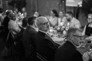 Candid shot of a guest enjoying a private dining experience at LOFT39 in Midtown.